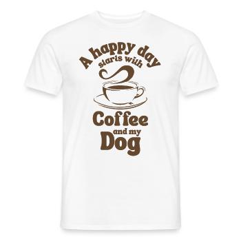 Coffee Dog lover - Men's T-Shirt - white - Front - AI Model Male 178 dark (178cm)