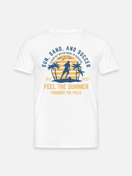 Fußball Sommer am Strand unter Palmen - Männer T-Shirt - Weiß