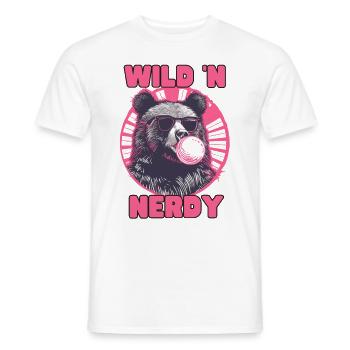 Ours avec chewing-gum rose et lunettes de soleil - T-shirt homme - blanc - Devant - AI Model Male 178 dark (178cm)