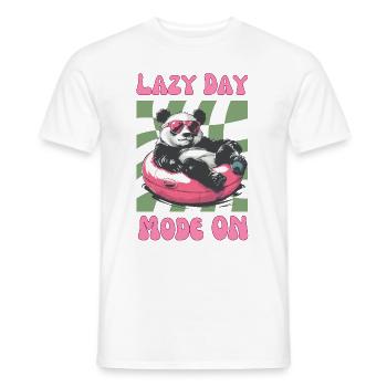 Panda mit Sonnenbrille im pinken Schwimmreifen - Männer T-Shirt - Weiß - Vorne - AI Model Male 178 dark (178cm)