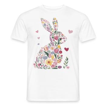Fleurs de lapin de Pâques Coeurs de printemps - T-shirt homme - blanc - Devant - AI Model Male 178 dark (178cm)