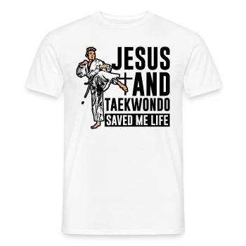 Jesus and Taekwondo saved me life - Männer T-Shirt - Weiß - Vorne - AI Model Male 178 dark (178cm)