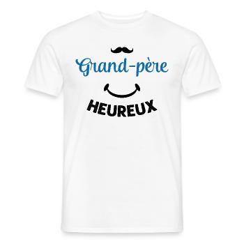 Cadeau drôle grand-père heureux - T-shirt homme - blanc - Devant - AI Model Male 178 dark (178cm)