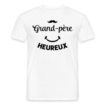Cadeau drôle grand-père heureux - T-shirt homme - blanc - Devant - AI Model Male 178 dark (178cm)