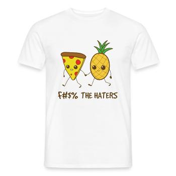 Pizza et ananas. Fuck the haters - T-shirt homme - blanc - Devant - AI Model Male 178 dark (178cm)