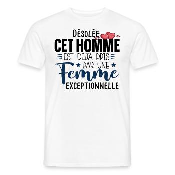 Homme Couple Cadeau Humour Mariage Humour Fiancé - T-shirt homme - blanc - Devant - AI Model Male 178 dark (178cm)