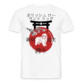 Polish Lowland Japan Kanji Style for Dog Lovers - Men's T-Shirt - white - Front - AI Model Male 178 dark (178cm)