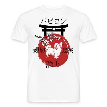 Papillon Japan Kanji Style for Dog Lovers - Men's T-Shirt - white - Front - AI Model Male 178 dark (178cm)