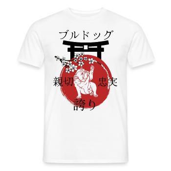 Bulldog Japan Kanji Style Dog Lovers - Men's T-Shirt - white - Front - AI Model Male 178 dark (178cm)