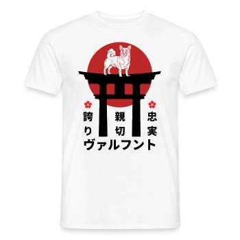 Vallhund suédois Japon Kanji Style pour l’amour des chiens - T-shirt homme - blanc - Devant - AI Model Male 178 dark (178cm)