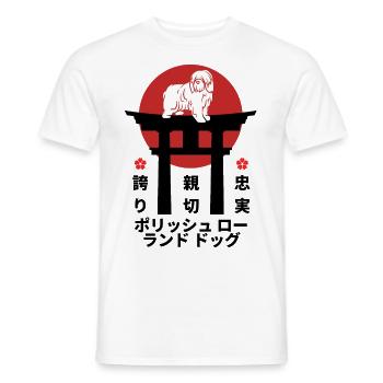 Polish Lowland Japan Kanji Style for Dog Lovers - Men's T-Shirt - white - Front - AI Model Male 178 dark (178cm)