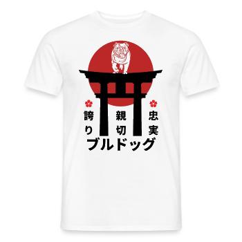 Bulldog Japan Kanji Style Dog Lovers - Men's T-Shirt - white - Front - AI Model Male 178 dark (178cm)