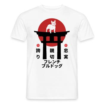 French Bulldog Japan Kanji Style - Men's T-Shirt - white - Front - AI Model Male 178 dark (178cm)