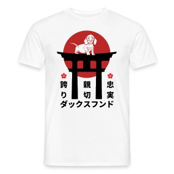 Teckel Japon Kanji Style Teckel Amoureux des chiens - T-shirt homme - blanc - Devant - AI Model Male 178 dark (178cm)