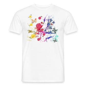 Fleurs,Fleur,Printemps,Fleurs, Abstrait - T-shirt homme - blanc - Devant - AI Model Male 178 dark (178cm)