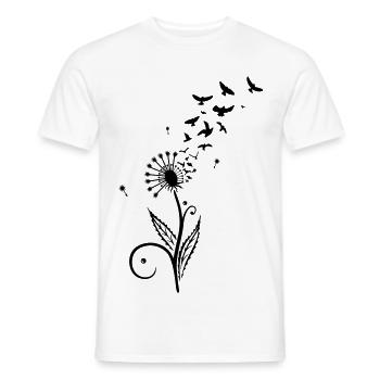 Pusteblume mit Vogelschwarm. - Männer T-Shirt - Weiß - Vorne - AI Model Male 178 dark (178cm)