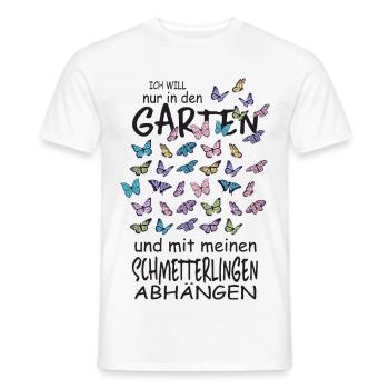 Schmetterlinge und mein Garten - Männer T-Shirt - Weiß - Vorne - AI Model Male 178 dark (178cm)