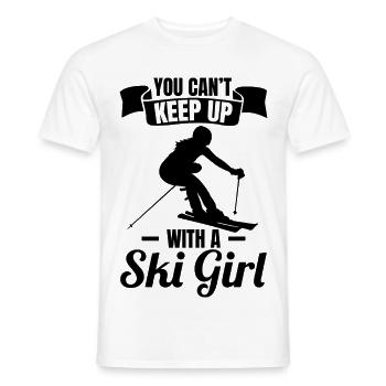 Skieuse fille - T-shirt homme - blanc - Devant - AI Model Male 178 dark (178cm)