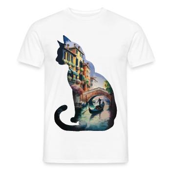 Silhouette de cercle de la ville vénitienne - T-shirt homme - blanc - Devant - AI Model Male 178 dark (178cm)