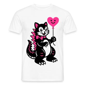 Chat Monstre Rose - T-shirt homme - blanc - Devant - AI Model Male 178 dark (178cm)