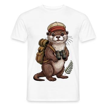 Abenteuerotter mit Ferngläsern - Männer T-Shirt - Weiß - Vorne - AI Model Male 178 dark (178cm)