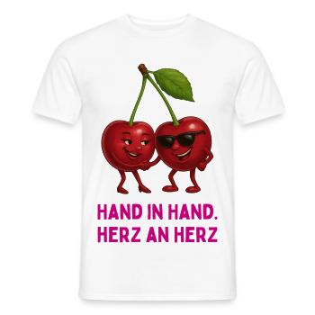 Kirschen im Liebesbund - Männer T-Shirt - Weiß - Vorne - AI Model Male 178 dark (178cm)
