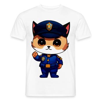 Cat Policeman - Men's T-Shirt - white - Front - AI Model Male 178 dark (178cm)