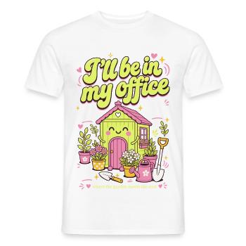 Je vais être dans mon bureau Jardinage bio - T-shirt homme - blanc - Devant - AI Model Male 178 dark (178cm)
