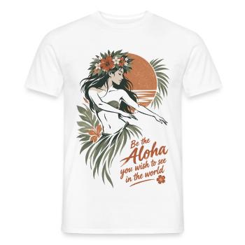 Elegante Hula Tänzerin mit Boho Blumenkrone - Männer T-Shirt - Weiß - Vorne - AI Model Male 178 dark (178cm)