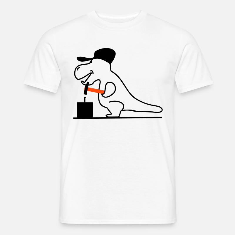 Dino mit Hammer - Männer T-Shirt - Weiß