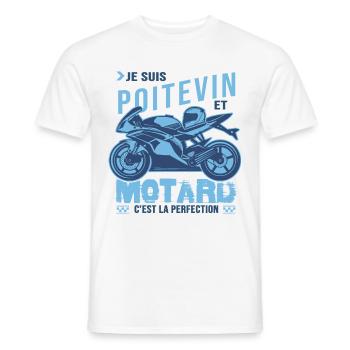 motard parfait poitevin parfait - T-shirt homme - blanc - Devant - AI Model Male 178 dark (178cm)