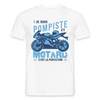 motard parfait pompiste parfait - T-shirt homme - blanc - Devant - AI Model Male 178 dark (178cm)