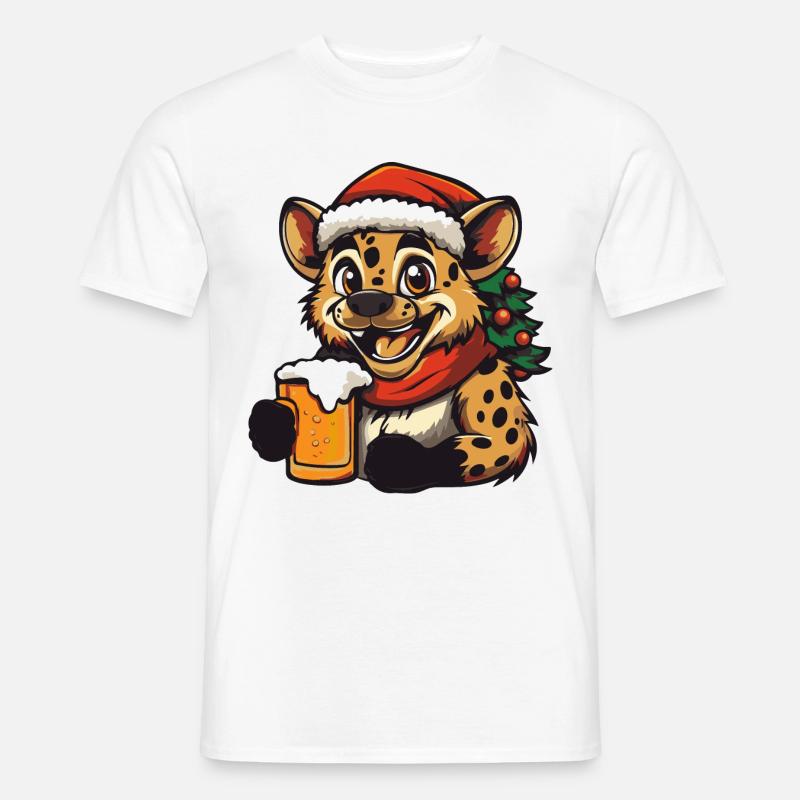 Hyäne Weihnachten Bier - Männer T-Shirt - Weiß
