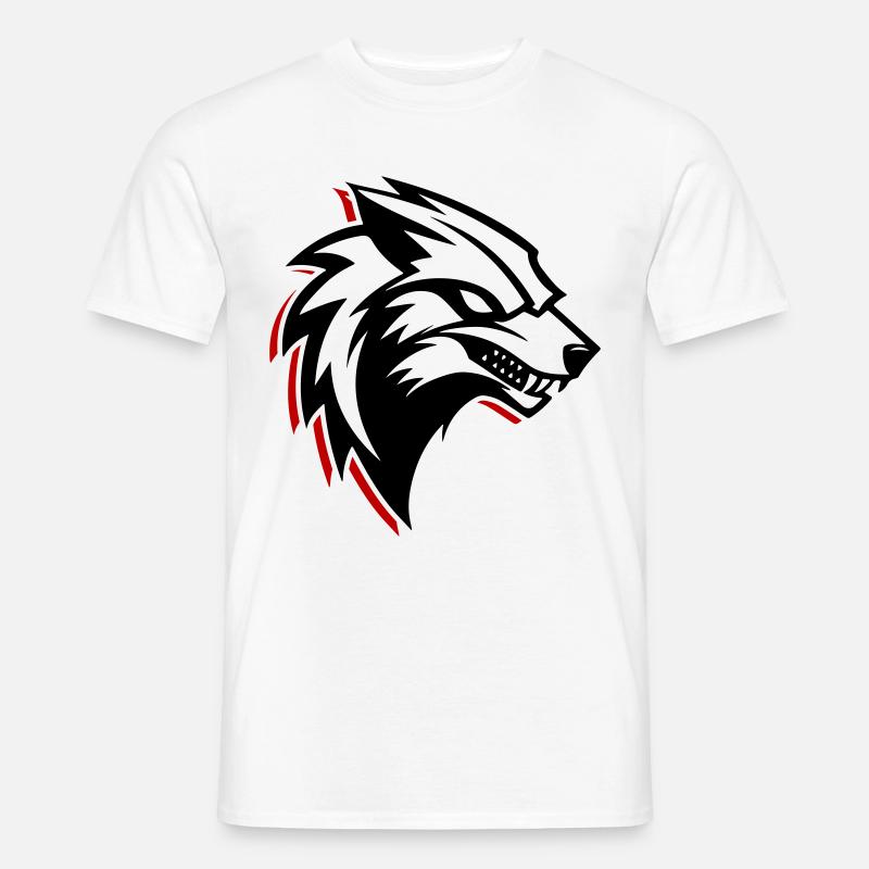Wolf Logo - Männer T-Shirt - Weiß