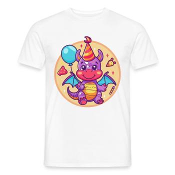 Drache Geburtstag Comic - Männer T-Shirt - Weiß - Vorne - AI Model Male 178 dark (178cm)