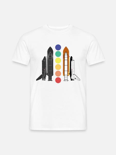 Space Shuttle buntes Raumschiff Design - Männer T-Shirt - Weiß