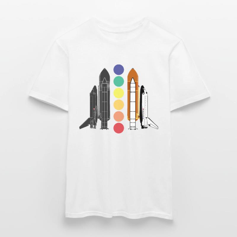 Navette spatiale multicolore conception de vaisseau spatial T-shirt homme
