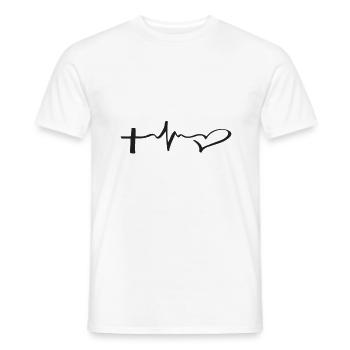 croix = amour (logo noir) - T-shirt homme - blanc - Devant - AI Model Male 178 dark (178cm)