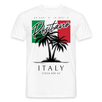 Positano Amalfi Coast Palm Trees Flag Travel Souvenir - Men's T-Shirt - white - Front - AI Model Male 178 dark (178cm)