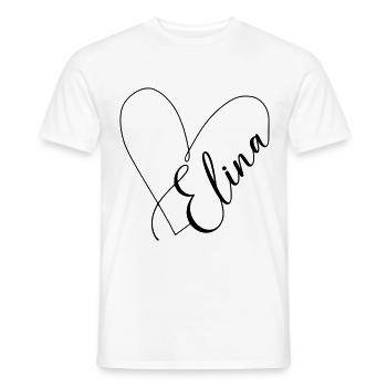 Elina Name Heart Line - Men's T-Shirt - white - Front - AI Model Male 178 dark (178cm)