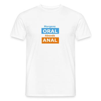 Oral vs anal - T-shirt homme - blanc - Devant - AI Model Male 178 dark (178cm)