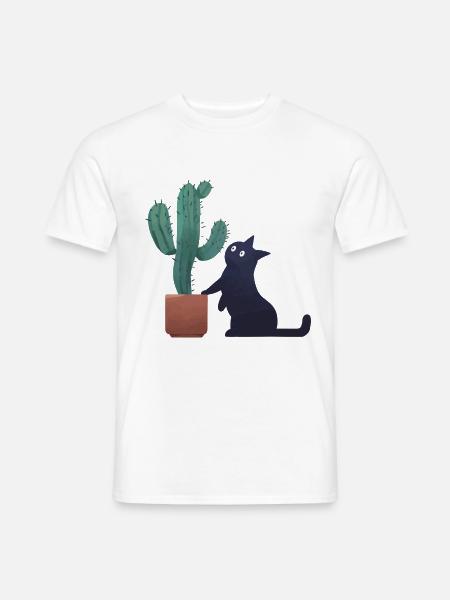 Katze kaktus - Männer T-Shirt - Weiß