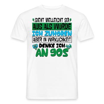 in Wirklichkeit denke ich an 90s - Männer T-Shirt - Weiß - Vorne - AI Model Male 178 dark (178cm)