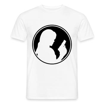 Cercle de silhouette pistolet femme - T-shirt homme - blanc - Devant - AI Model Male 178 dark (178cm)
