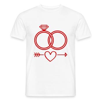 Anneaux de mariage symbole icône anneaux - T-shirt homme - blanc - Devant - AI Model Male 178 dark (178cm)