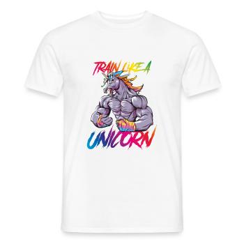 Unicorn training power fitness colorful - Men's T-Shirt - white - Front - AI Model Male 178 dark (178cm)