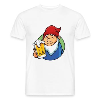 garden gnome beer dwarf - Men's T-Shirt - white - Front - AI Model Male 178 dark (178cm)