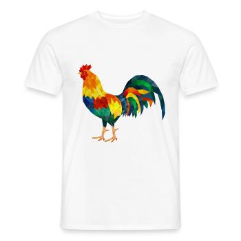 gockel de poulet coloré polygone coq - T-shirt homme - blanc - Devant - AI Model Male 178 dark (178cm)