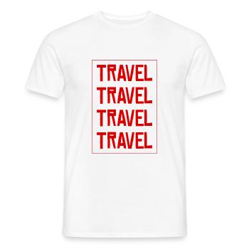 Traveler travel travel hashtag - Men's T-Shirt - white - Front - AI Model Male 178 dark (178cm)