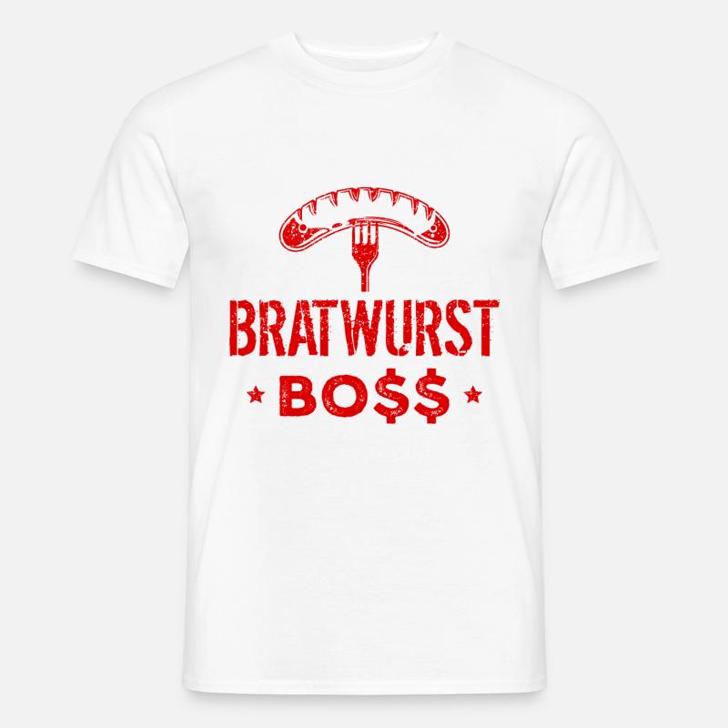 Bratwurst Boss Chefkoch - Männer T-Shirt - Weiß